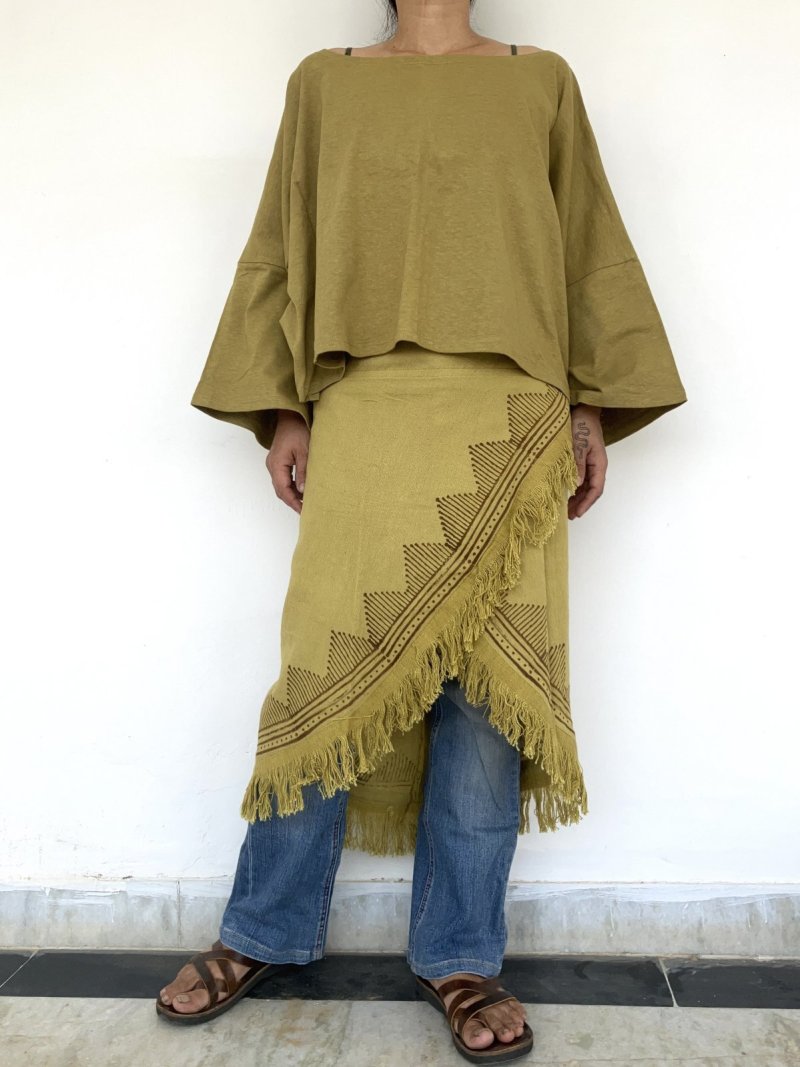 画像1: new トライバルブロックプリント ラップスカート⭐︎3カラー 巻きスカート インド綿