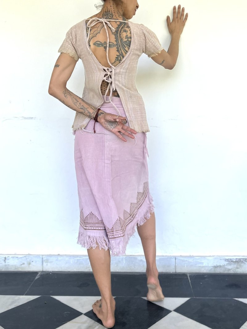 画像2: new トライバルブロックプリント ラップスカート⭐︎3カラー 巻きスカート インド綿