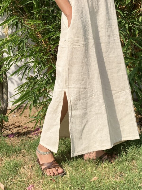 民族手刺繍ミラーワーク スリットマキシワンピ