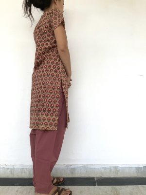 ブロックプリントクルタ＆サルエル セットアップ　4