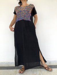 NEW 民族ミラーワーク スリットワンピース⭐︎ブラック 手刺繍 インド綿