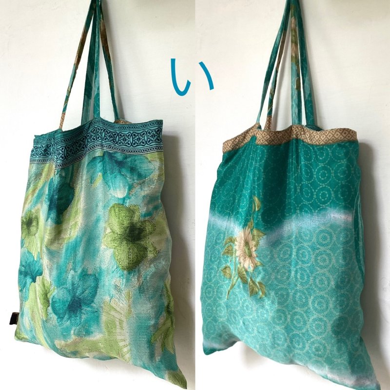 画像5: 定番！リサイクルサリー リバーシブル エコバッグ ☆ ecobag 循環  買物袋 脱プラスチック (5)