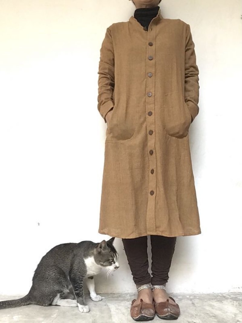 画像3: NEW 藍染コーデュロイ ワンピース★クルタワンピ 7部袖 インディゴ染