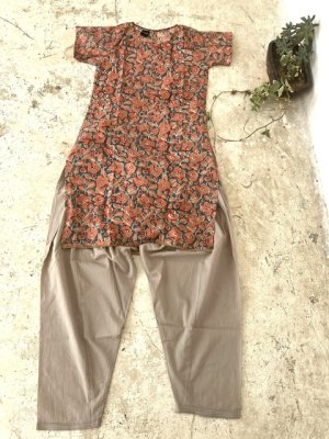 ブロックプリントクルタ＆サルエル セットアップ　1