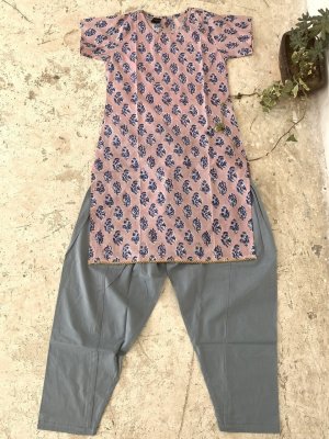 ブロックプリントクルタ＆サルエル セットアップ　3