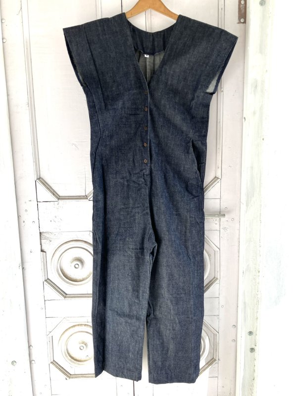 画像7: NEW 岡山デニム インディゴ染ジャンプスーツ⭐︎Mサイズ 藍染 (7)