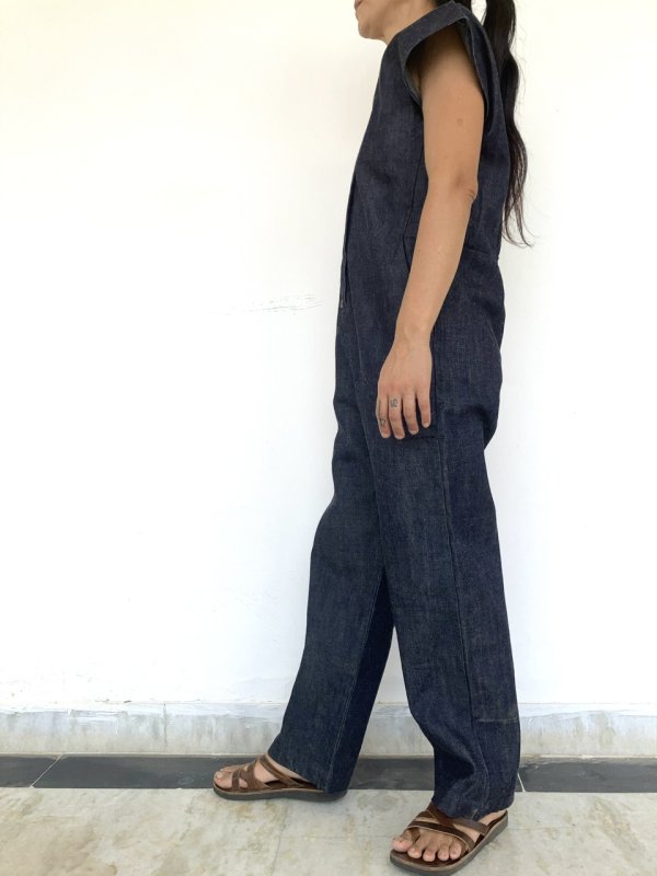 画像2: NEW 岡山デニム インディゴ染ジャンプスーツ⭐︎Mサイズ 藍染 (2)