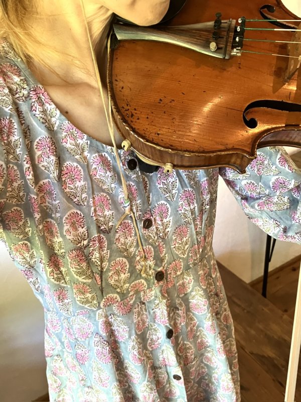 B ブロックプリント　マキシワンピース