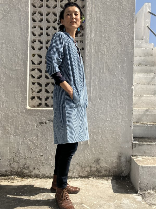 国産藍染 コーデュロイワンピース