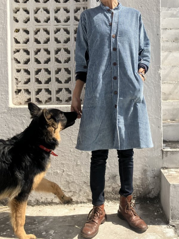 国産藍染 コーデュロイワンピース