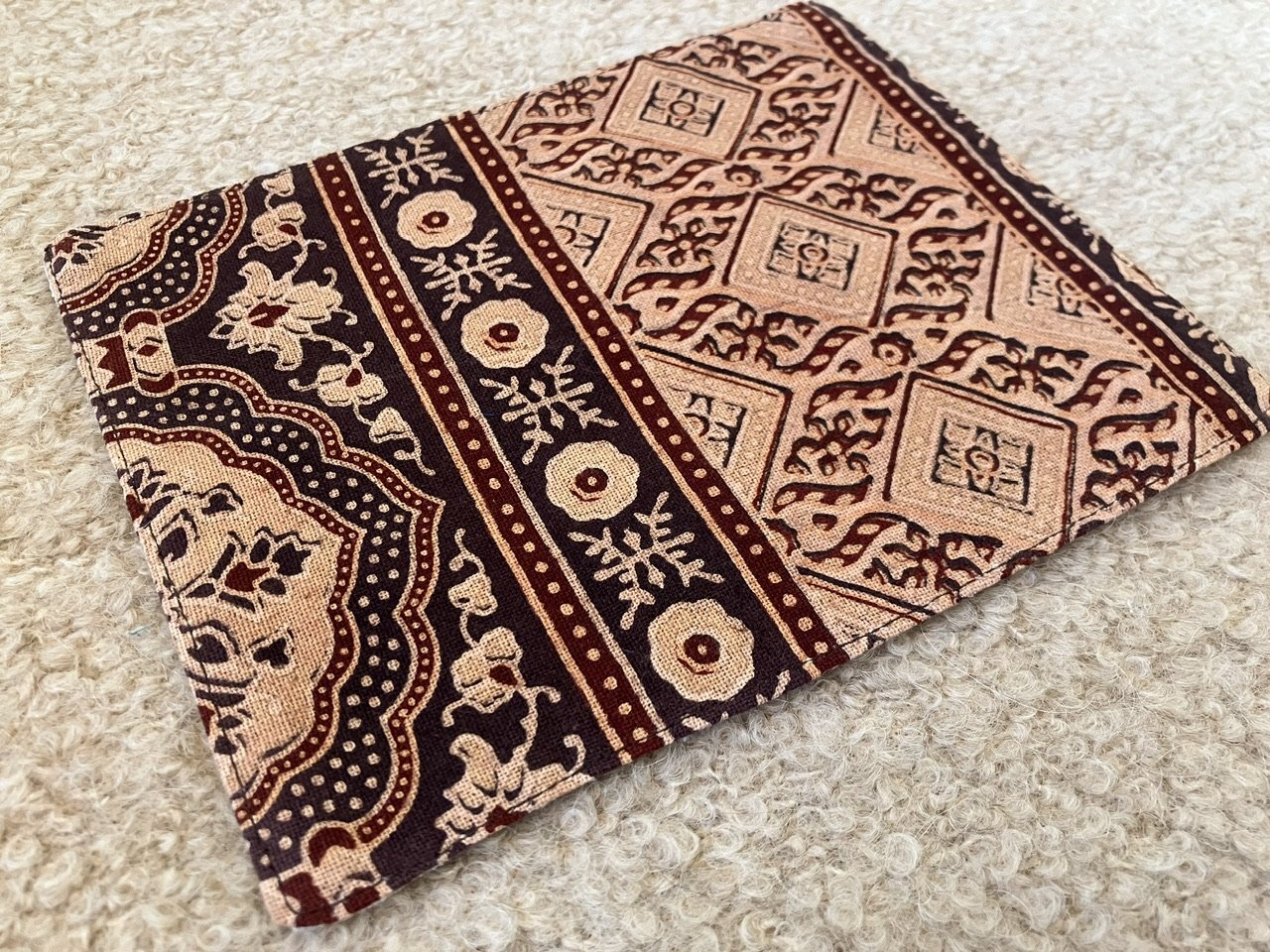 布ナプキンパッド ブロックプリントXローシルク★持続可能 エシカル 経皮毒 ゴミ軽減