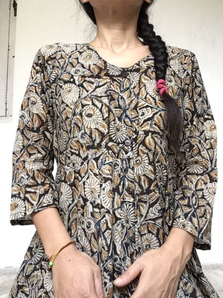 画像4: NEW! ブロックプリント ボタニカル ワンピース マキシ丈 ⭐︎木版プリント インド更紗 (4)