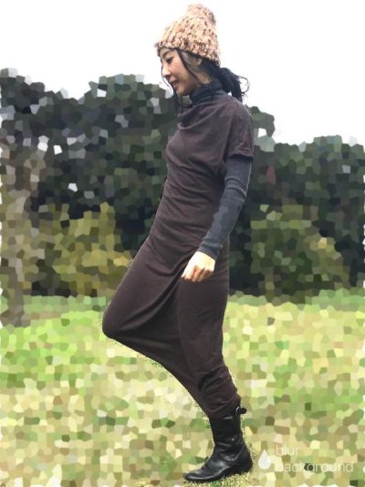 画像2: オーガニックコットン ヘンプ ドレープ ワンピース  マキシ丈グリーン