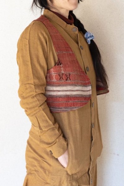 画像1: ショートベスト パキスタン ミラーワーク手刺繍 ウール古布★アンティーク ヴィンテージ