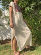 民族手刺繍ミラーワーク スリットマキシワンピ